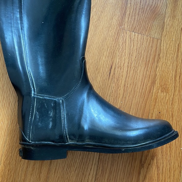 BURBERRY RAIN BOOTS RIDING SHOES BLACK 38 8 - Picture 8 of 13